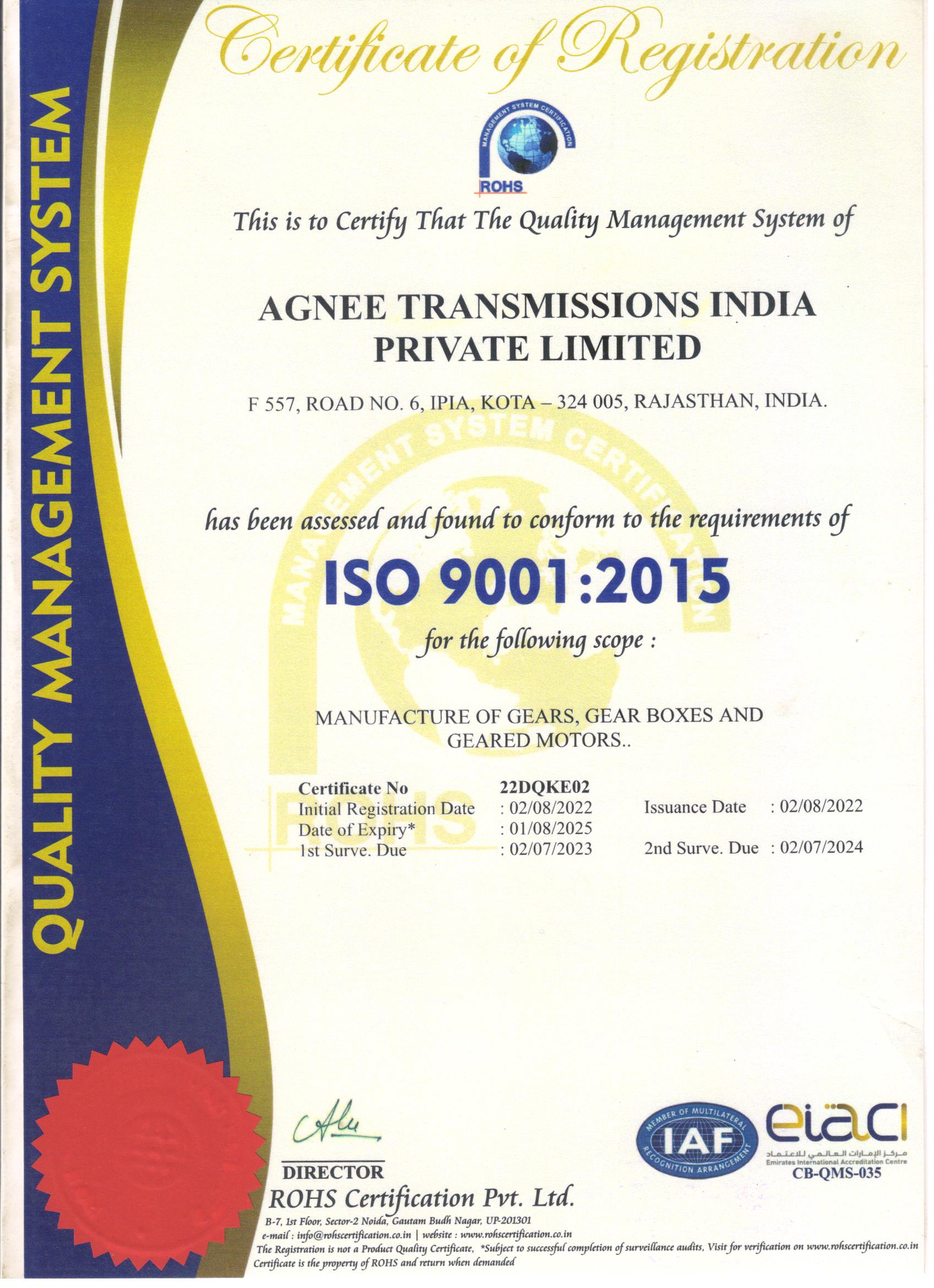 ISO 9001:2015 Certificate